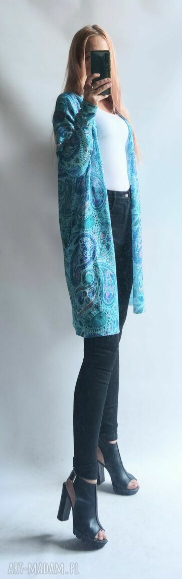 Kardigan - narzutka damska z kieszeniami w stylu boho (Bellafeltro)