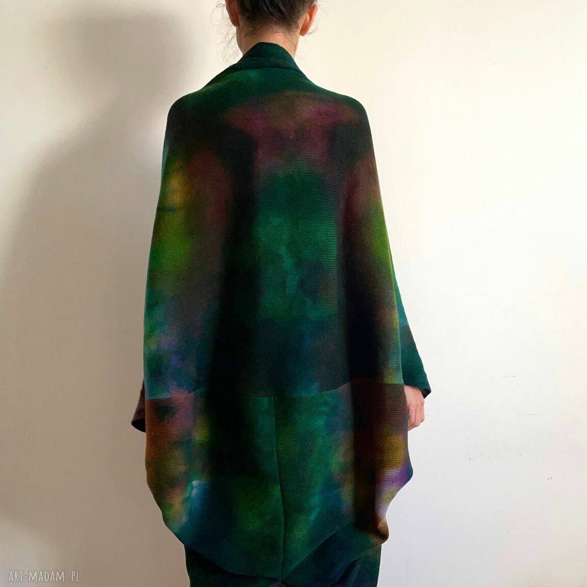 Kardigan z wełny merino „Kokon” - ręcznie barwiony, one size oversize