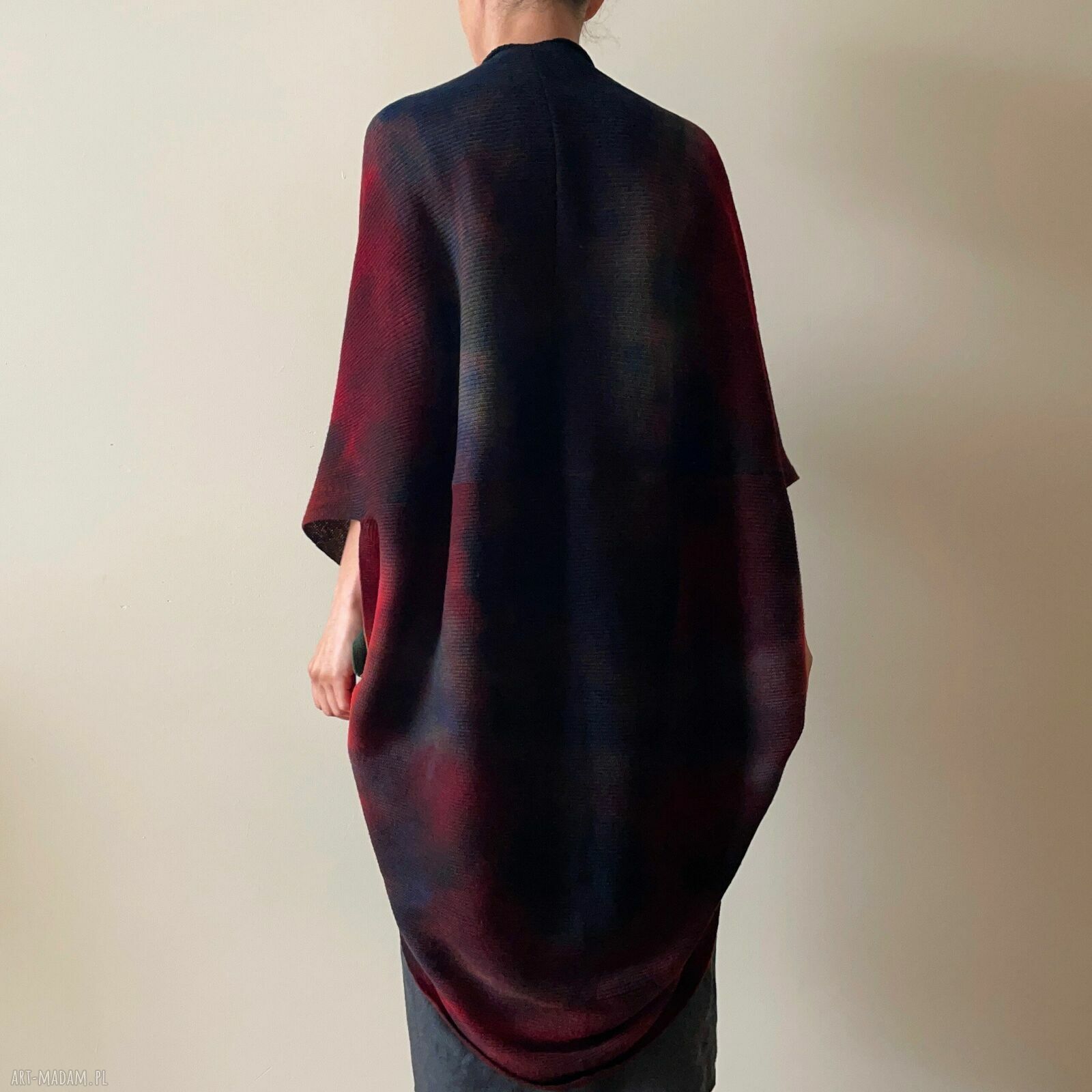 Kardigan z wełny merino multikolor3 - one size w formie kokonu