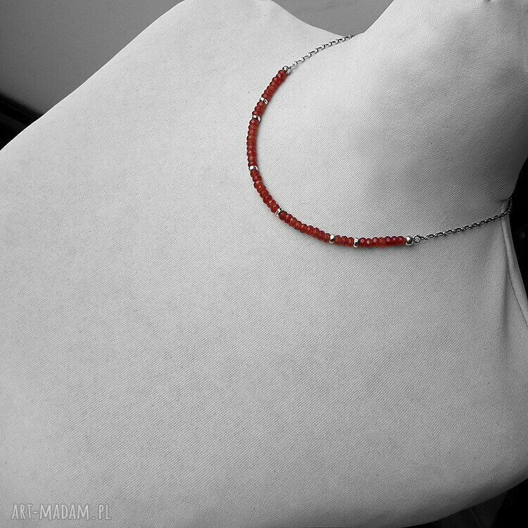 naszyjniki: Karneole i srebro delikatny naszyjnik. HandMade