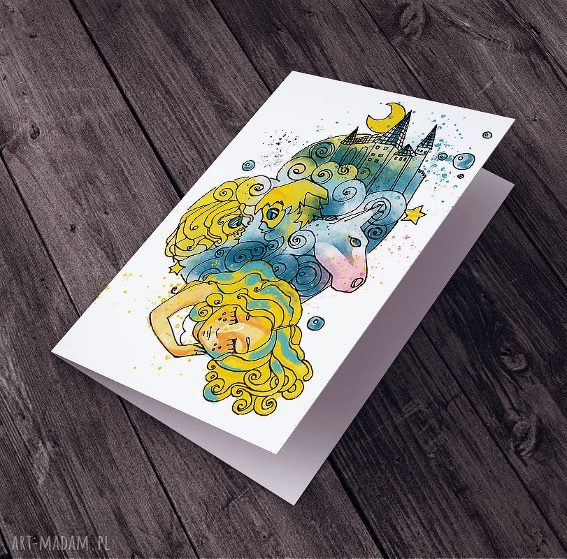 Karteczka urodzinowa dla dziewczynki - autorska ilustracja i miejsce na życzenia (C6)
