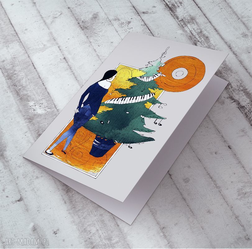 Karteczka świąteczna z autorską ilustracją C6 z kopertą