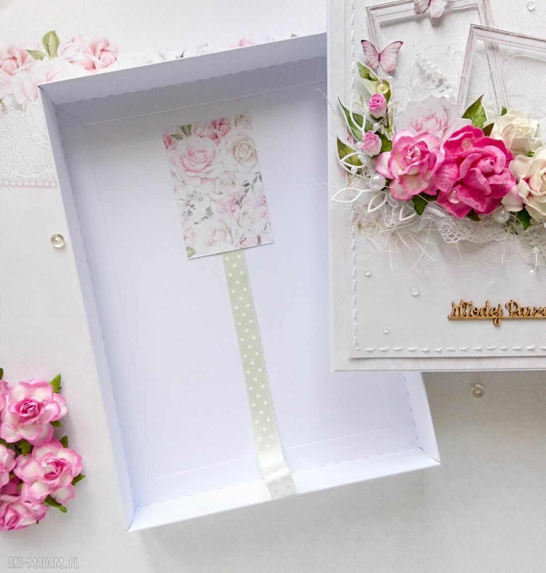 scrapbooking kartki: Kartka A5 na Ślub, w pudełku handmade