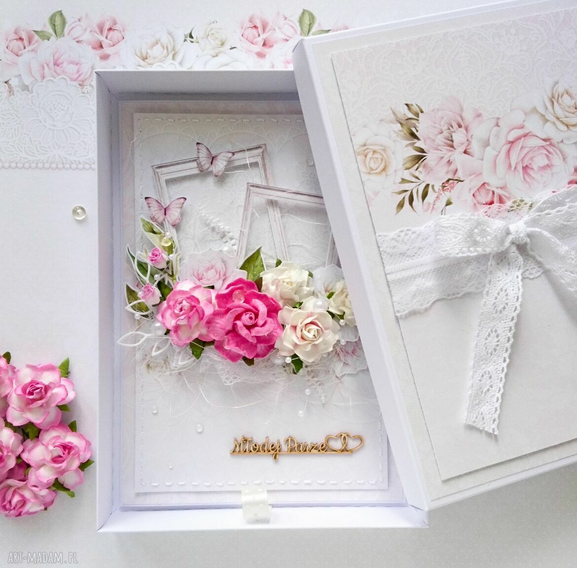 Kartka pudełku ślub młoda para prezent dniu ślubu ślubna