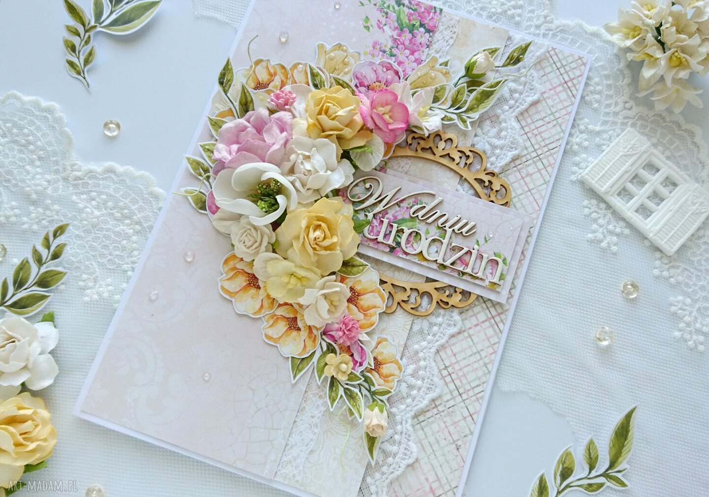 scrapbooking kartki: Kartka A5 na urodziny w pudełku Handmade