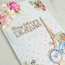 białe scrapbooking kartki kartka a5 z rowerem i wieżą eiffla