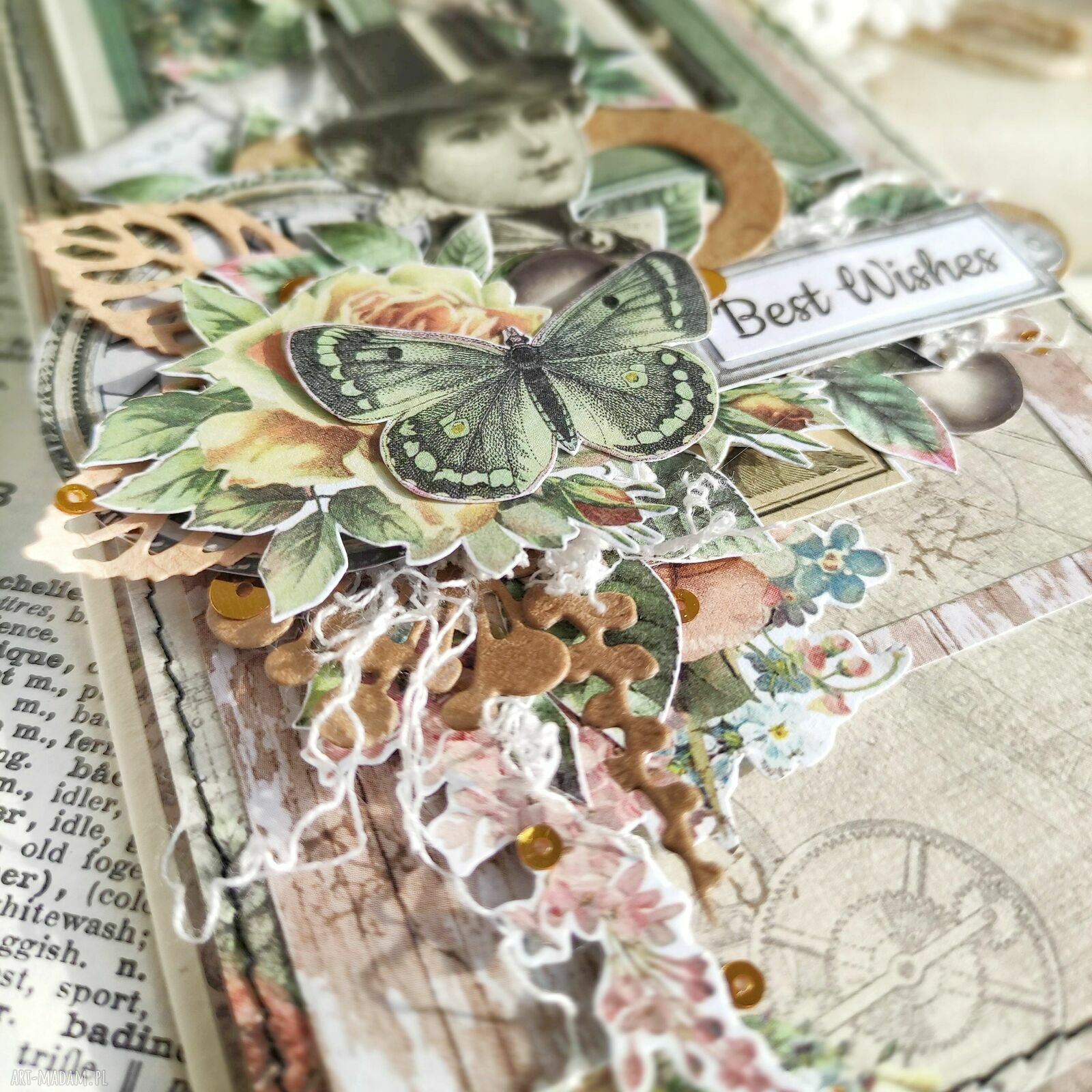 Kartka Best Wishes w stylu steampunk - elegancki prezent na urodziny