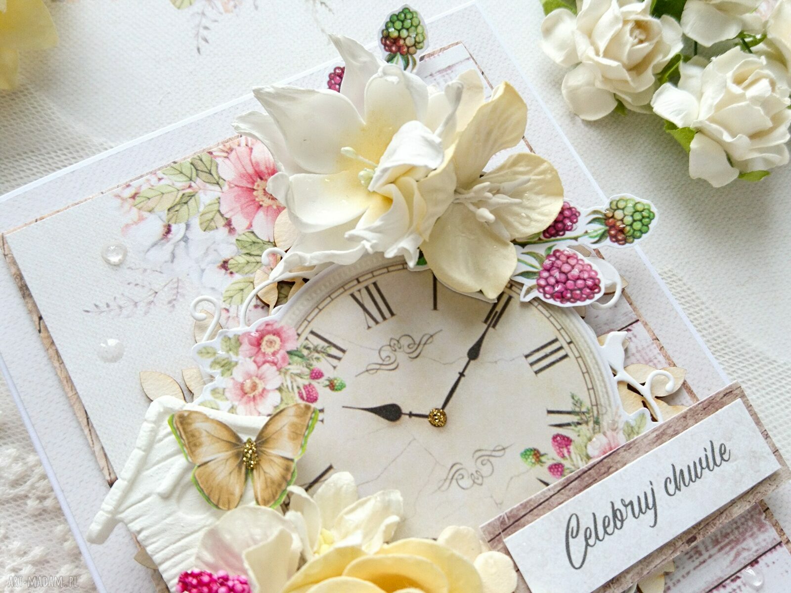 scrapbooking kartki: Kartka Celebruj chwile, w ozdobnym pudełku hand made