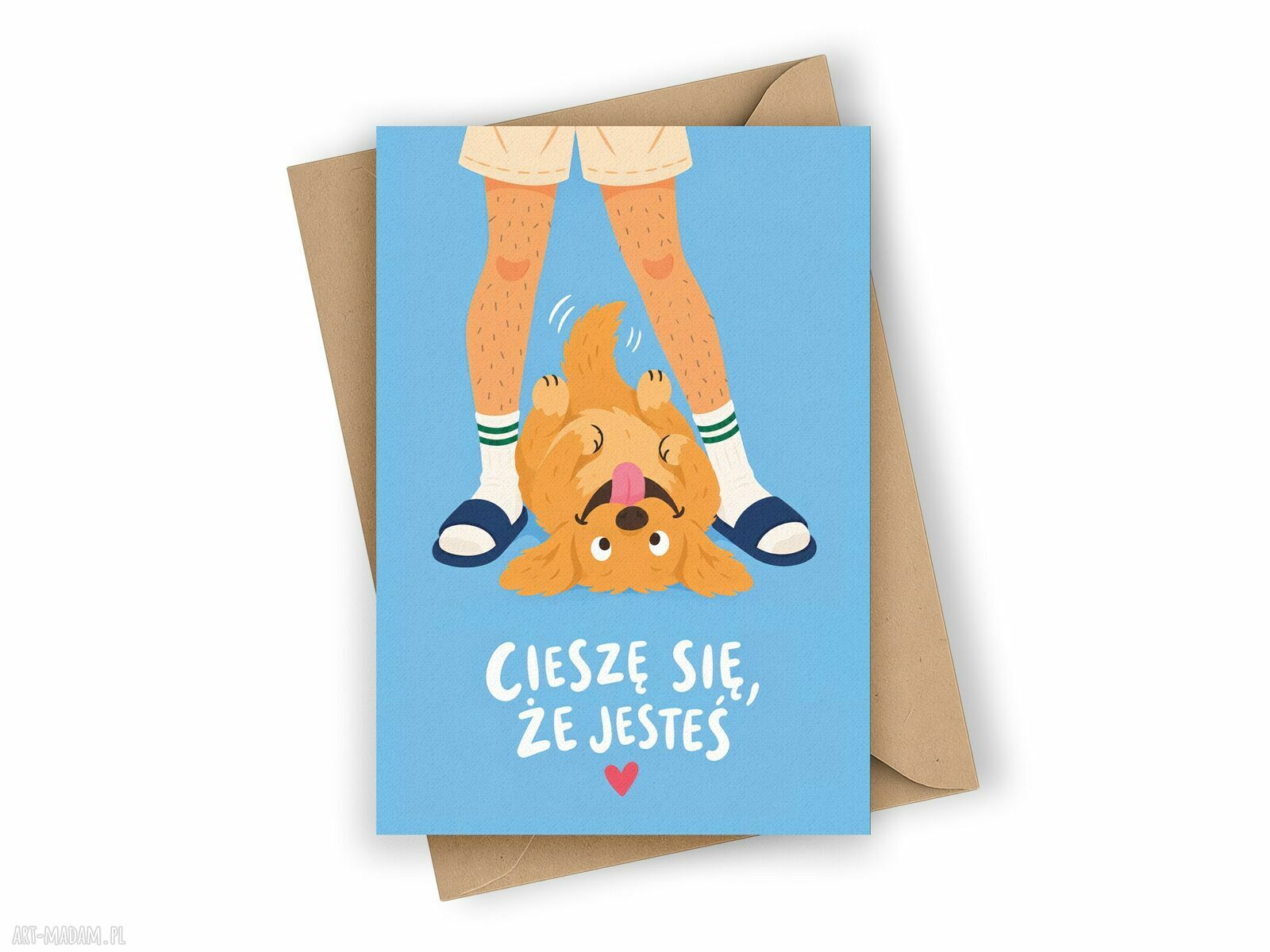 Kartka dla bliskiej osoby z goldenem - Cieszę się, że jesteś