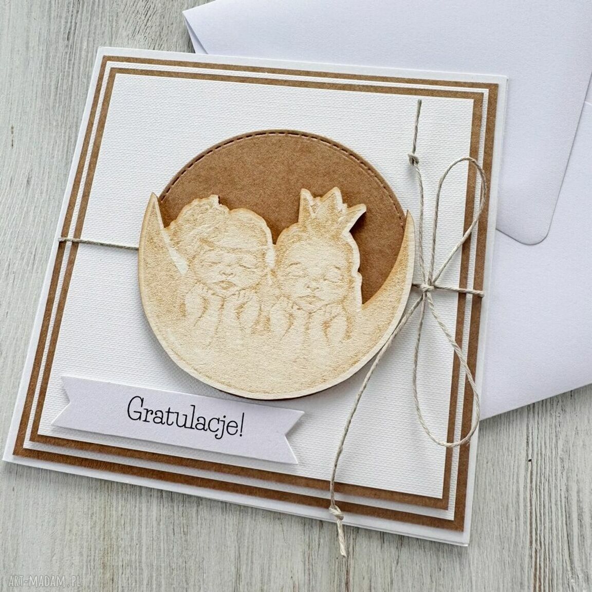 Kartka dla bliźniąt narodziny chrzest gratulacje prezent