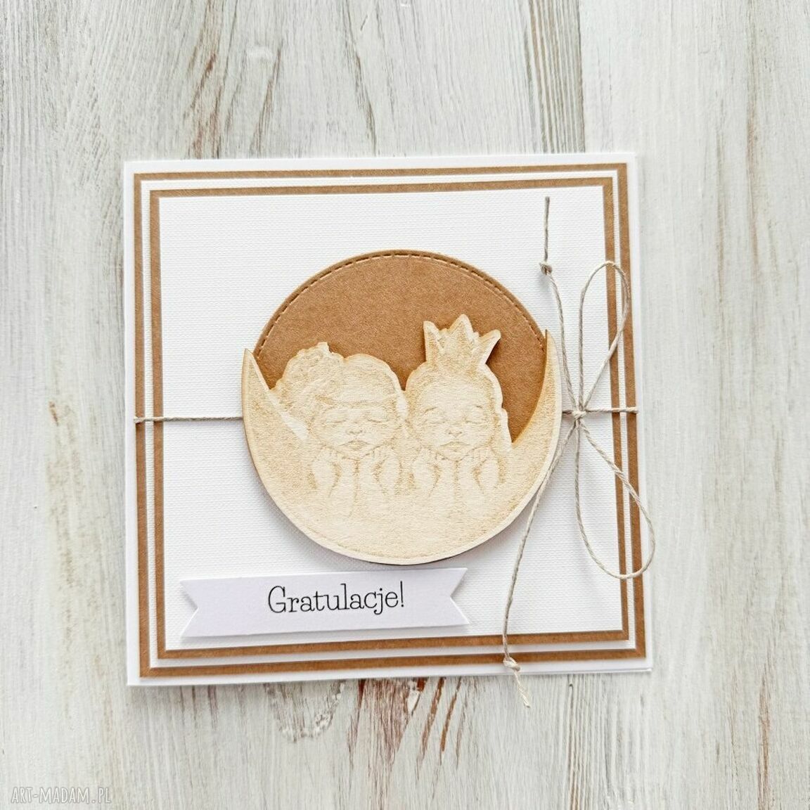kartki: Kartka dla bliźniąt narodziny chrzest gratulacje Hand Made