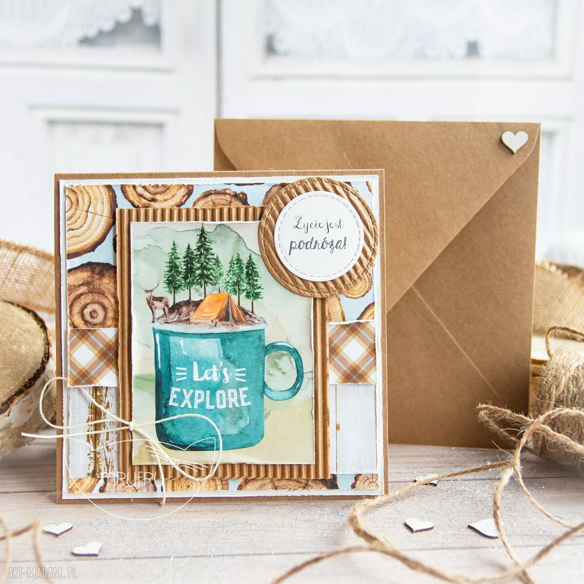 kartki: Kartka z podróżą w tle. Koperta. Personalizacja treści. handmade