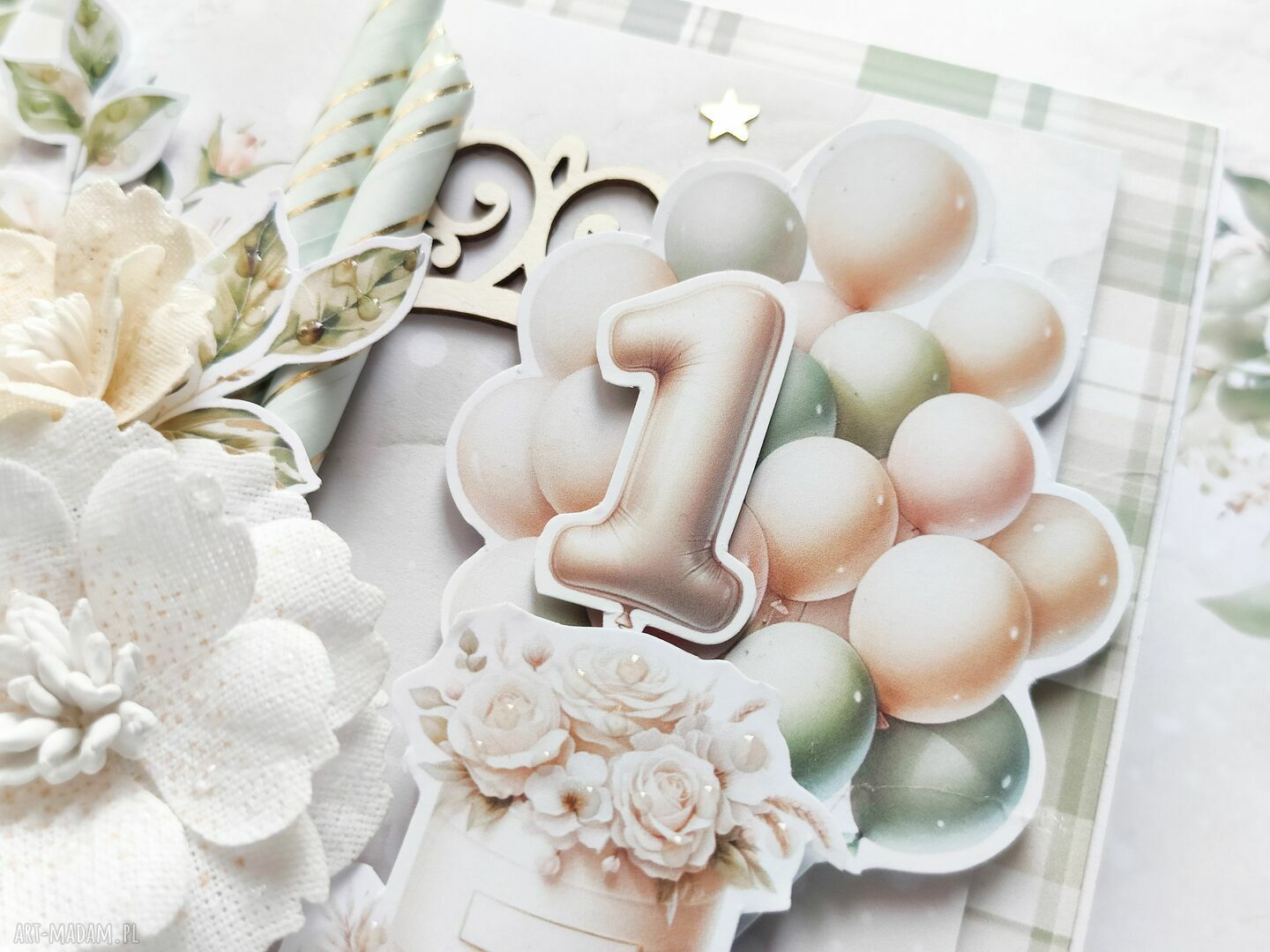 scrapbooking kartki: Kartka na roczek, w pudełku Autorskie