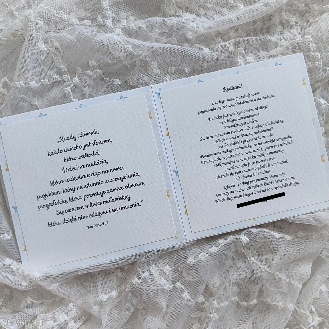Kartka dla chłopczyka z okazji narodzin - personalizowana z życzeniami