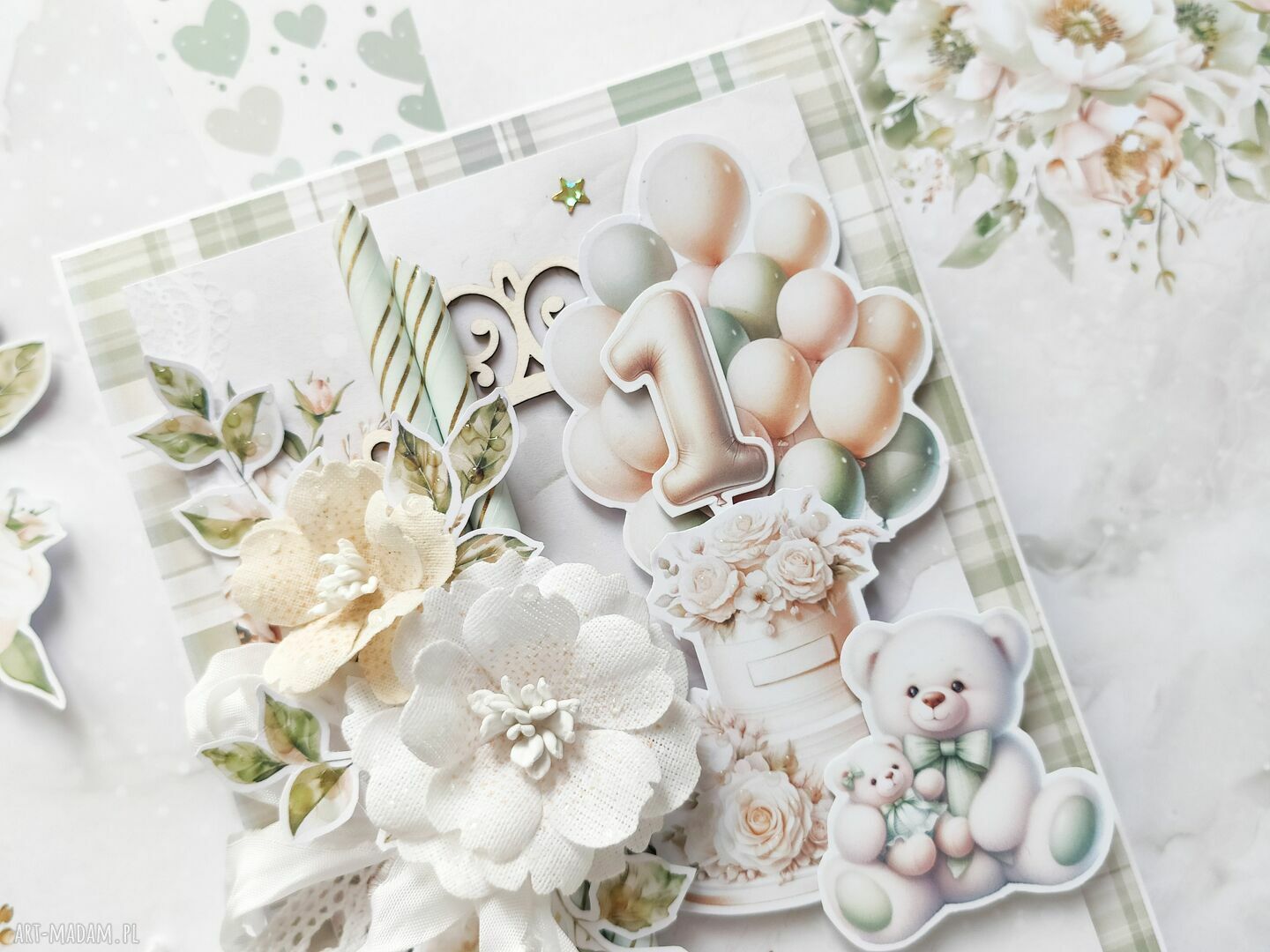 scrapbooking kartki: Kartka na roczek, w pudełku Autorskie