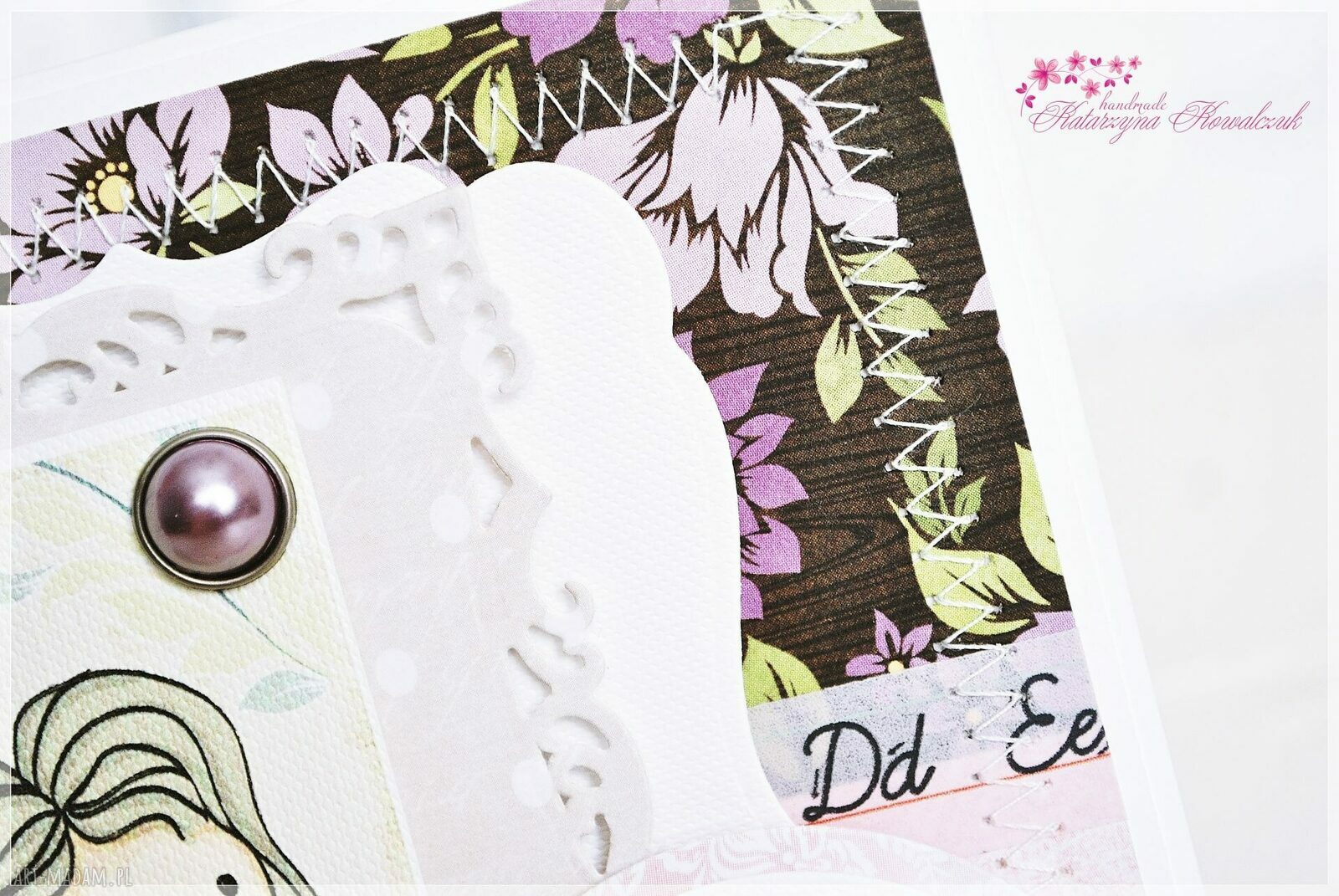 Kartka dla Babci - ręcznie robiona w stylu scrapbookingu