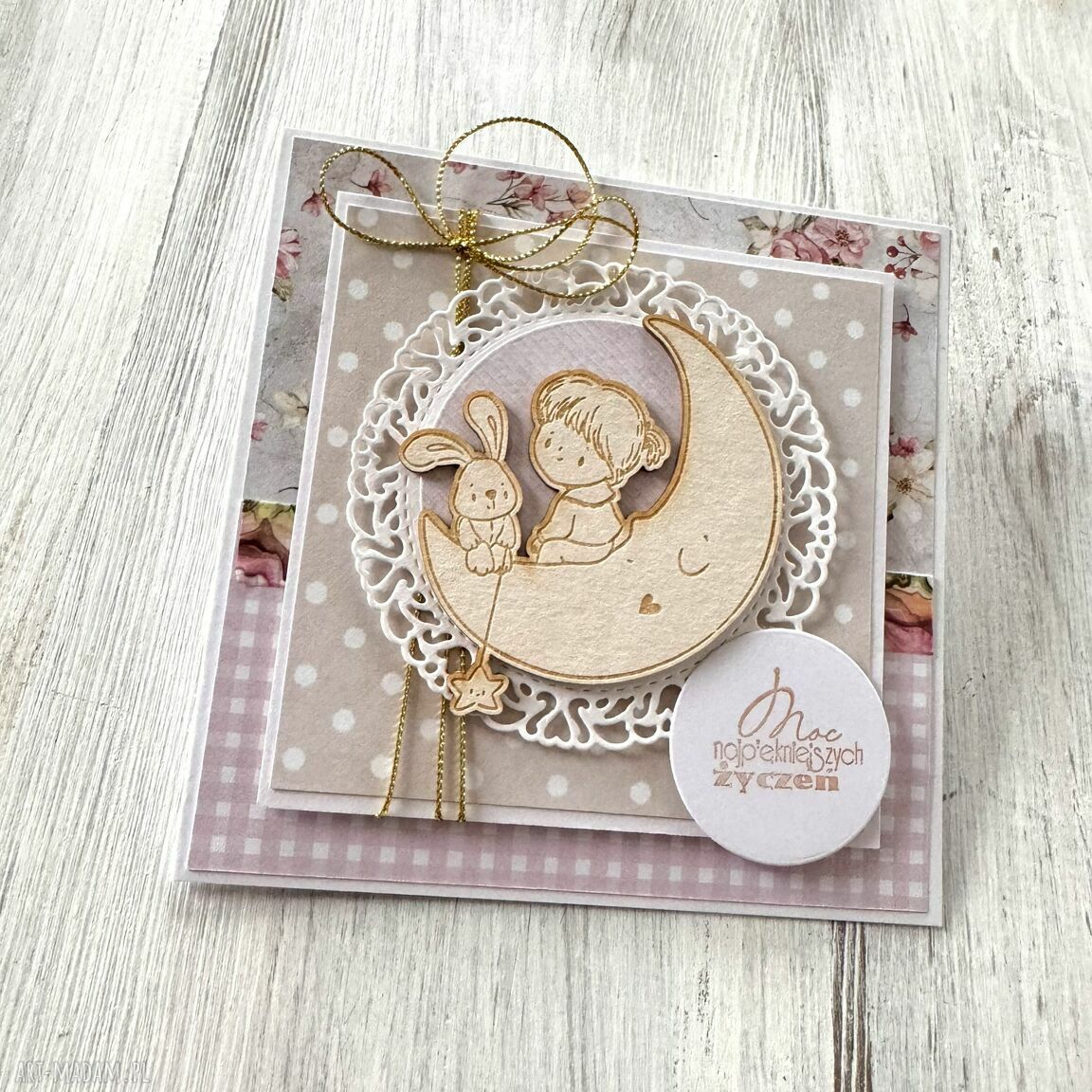 kartki: Kartka dla dziewczynki narodziny roczek urodziny ręcznie zrobione