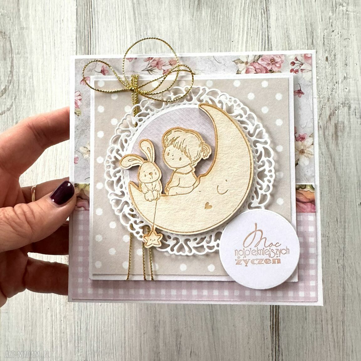 Kartka dla dziewczynki narodziny roczek urodziny prezent