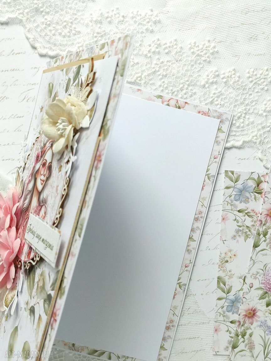 scrapbooking kartki: Duża kartka A5 z kobietą, w pudełku Handmade