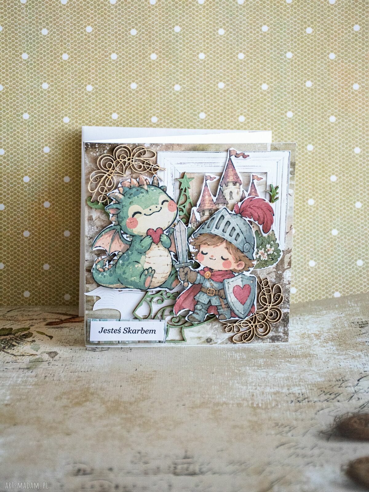 Kartka dla małego rycerza - ręcznie robiona kartka urodzinowa