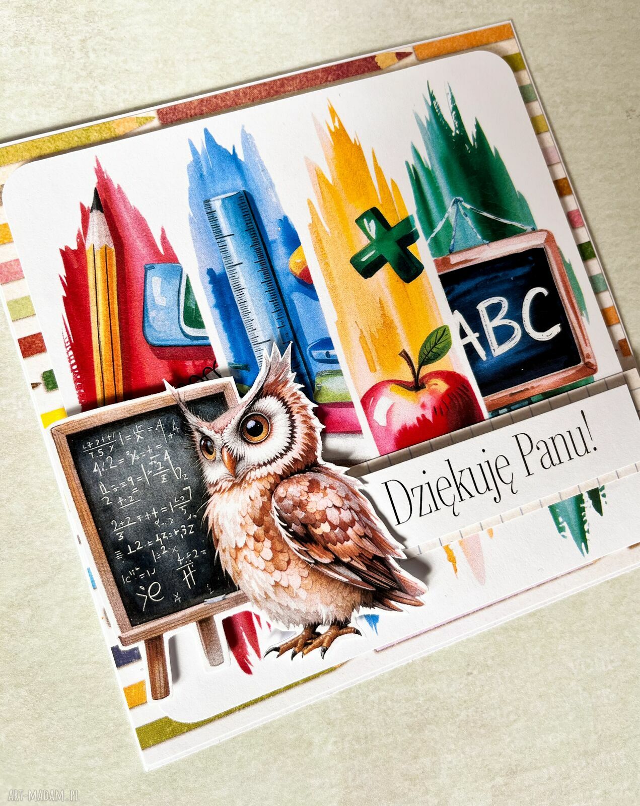 Kartka dla nauczyciela na zakończenie roku - Dziękuję Panu scrapbooking