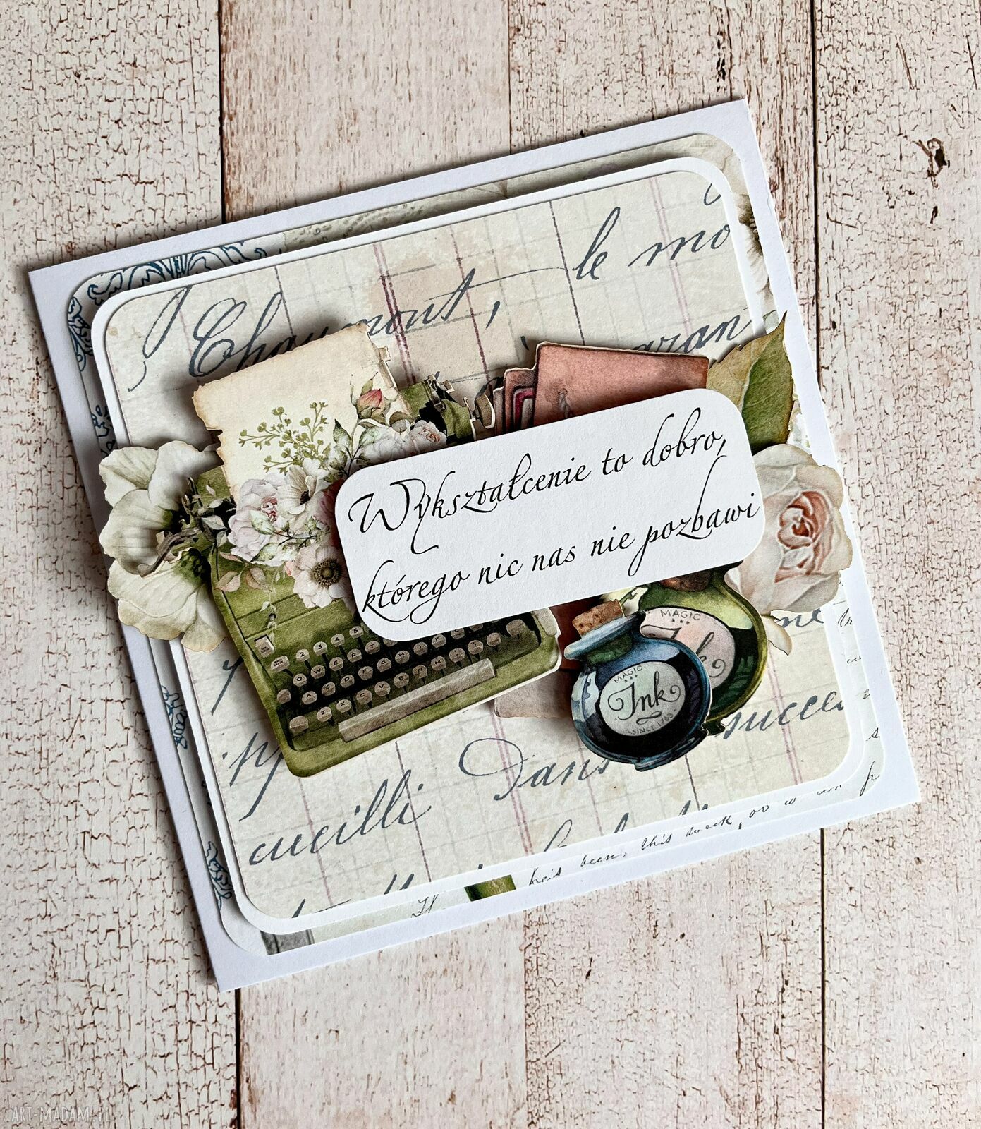 Romantyczna kartka dla nauczycielki - Wykształcenie to dobro vintage