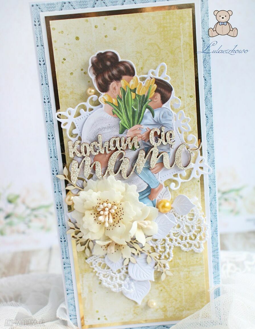 Kartka dla mamy na Dzień Matki 'Love 1' - prezent ręcznie robiony scrapbooking