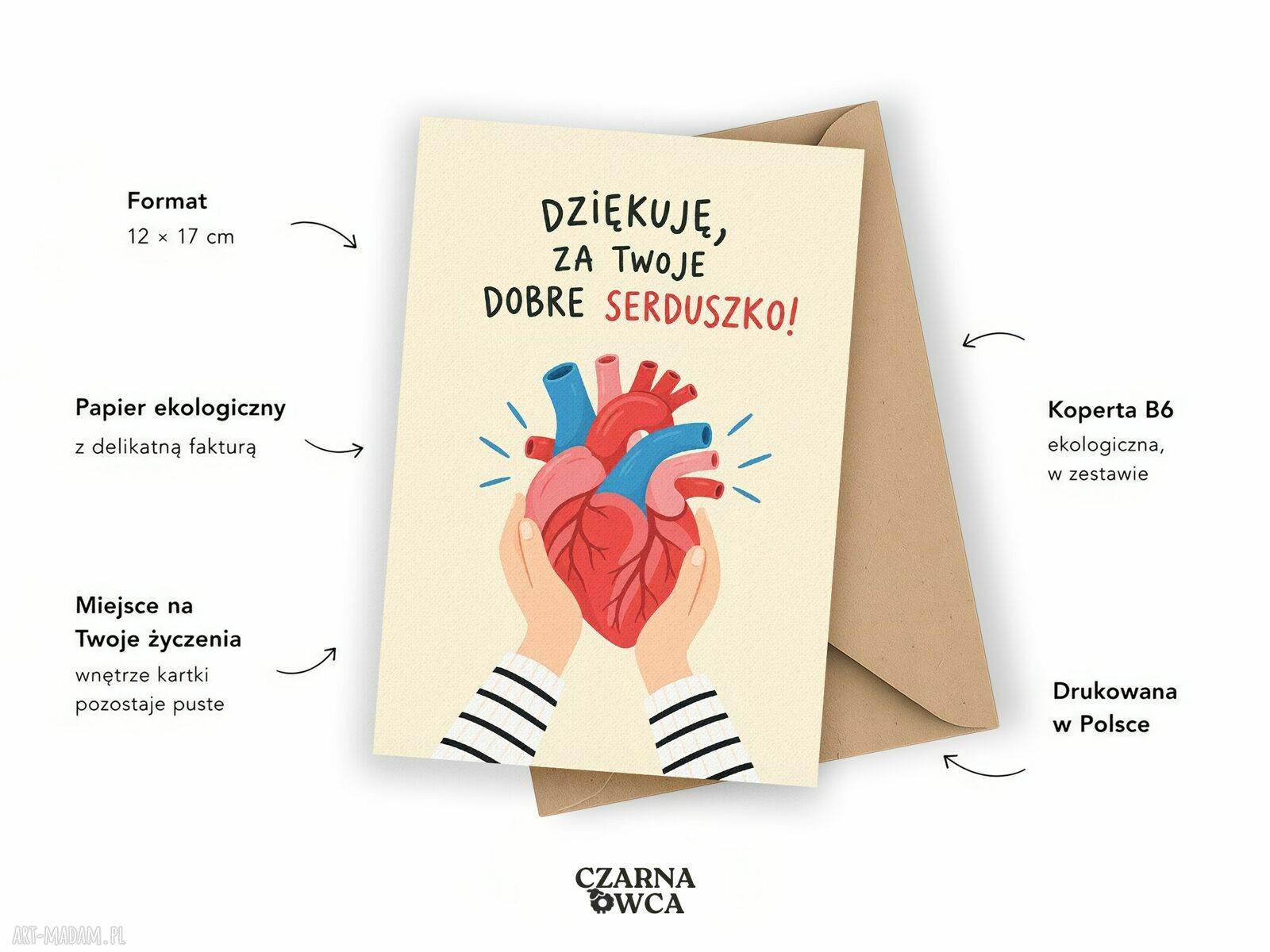 Kartka dla bliskiej osoby - Dziękuję za Twoje dobre serduszko