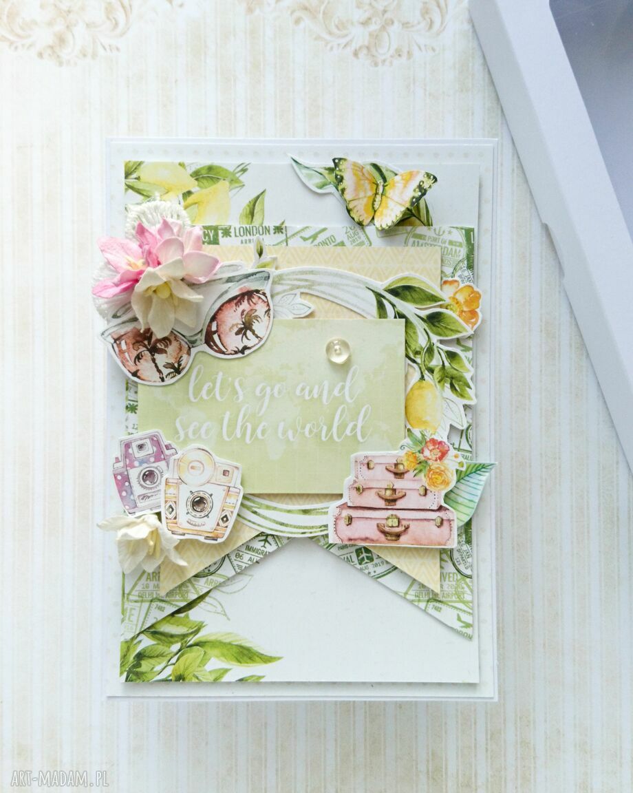scrapbooking kartki: Kartka wakacyjna 02 w pudełku Ręcznie zrobione