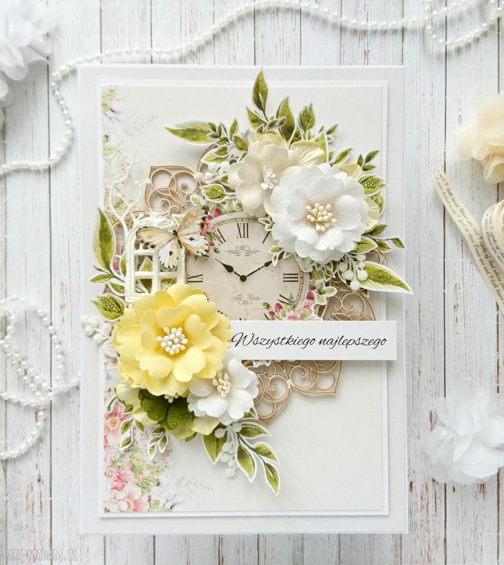 scrapbooking kartki: Kartka z zegarem w pudełku Ręcznie robione