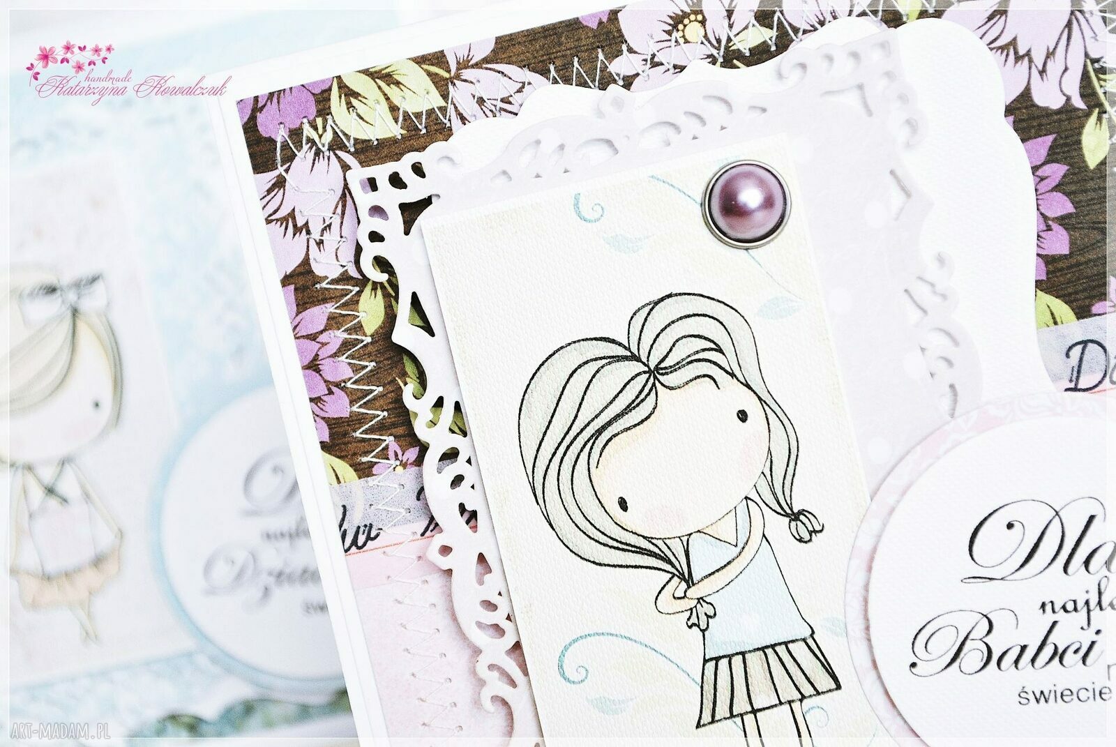 Kartka dla Babci - ręcznie robiona w stylu scrapbookingu