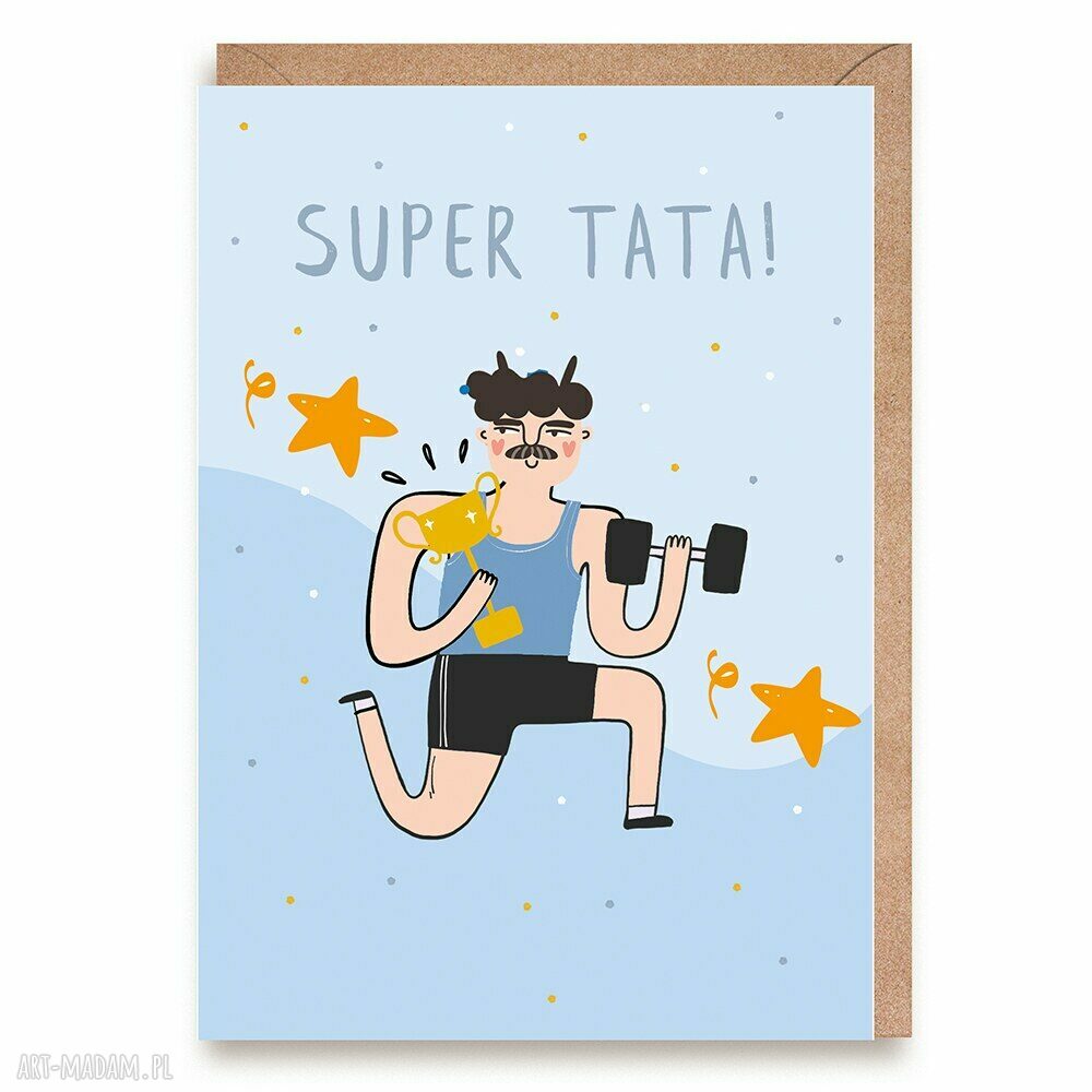 Kartka dla Taty „Super Tata” - koperta na Dzień Ojca A6