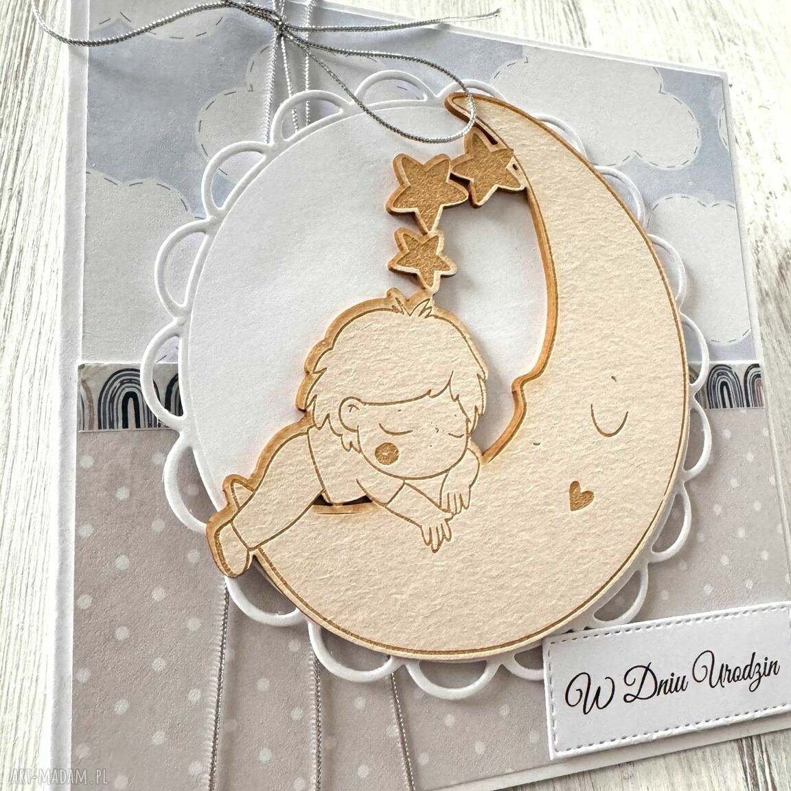 Kartka dla chłopca handmade na narodziny, roczek i urodziny