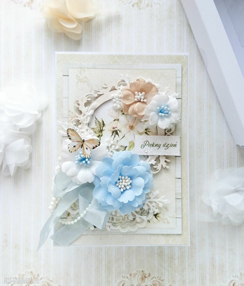 scrapbooking kartki: Kartka Piękny dzień, w pudełku handmade