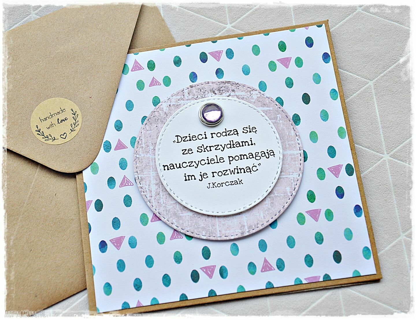 Elegancki prezent dla Nauczycielki zestaw z zakładką handmade
