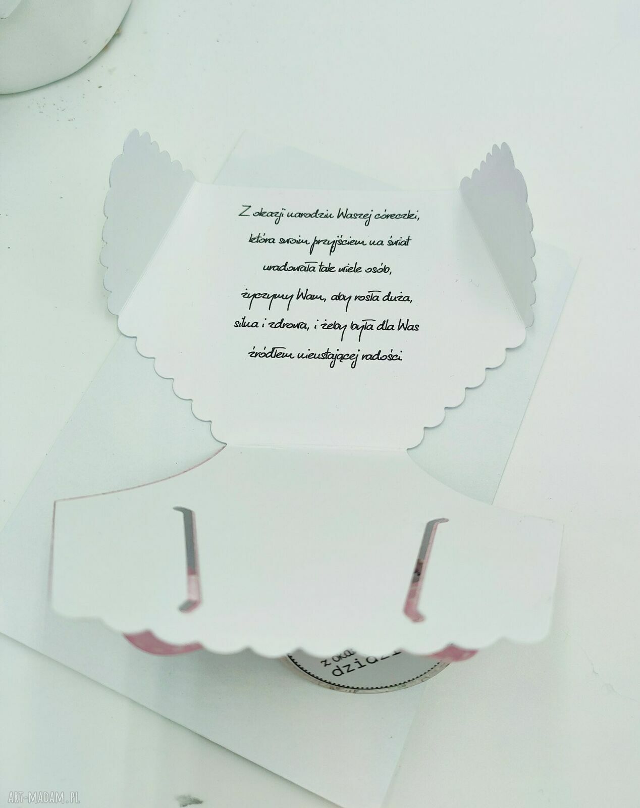 Kartka gratulacyjna na narodziny - Mini Pampers w stylu shabby chic