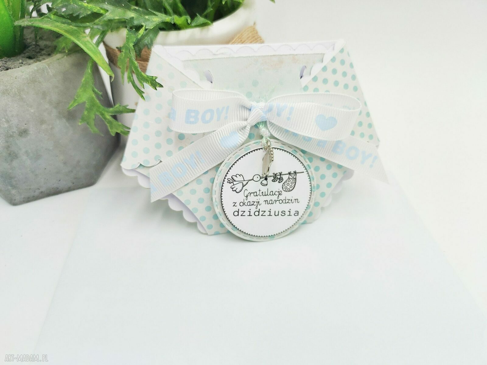 Kartka gratulacyjna z okazji narodzin chłopca - Mini Pampers "It's a Boy"