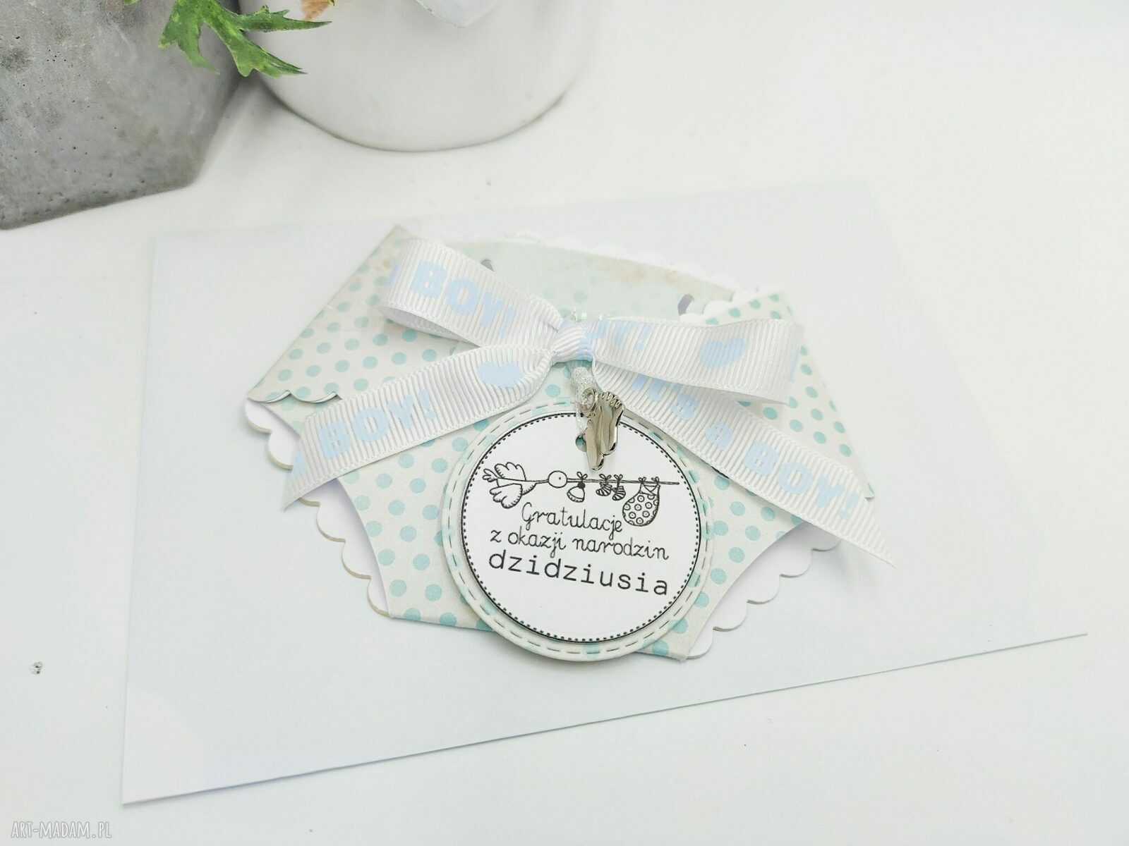 Kartka gratulacyjna z okazji narodzin chłopca - Mini Pampers "It's a Boy"