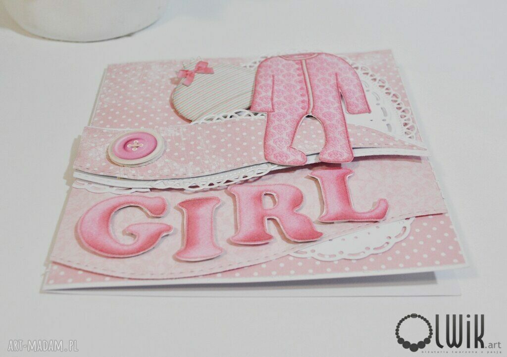 Kartka gratulacyjna z okazji narodzin - Girl (Mini Pampers)