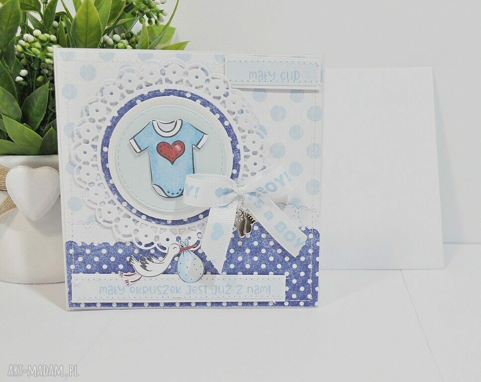 Kartka gratulacyjna z okazji narodzin chłopca - „Mały okruszek”