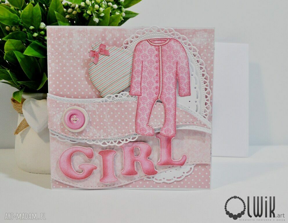 Kartka gratulacyjna z okazji narodzin - Girl Mini Pampers