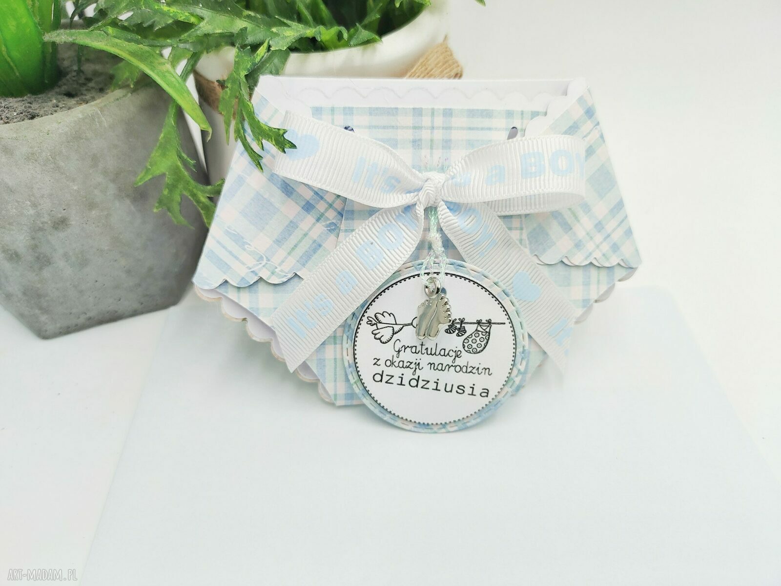 Kartka gratulacyjna na narodziny chłopca - Mini Pampers „It’s a Boy”