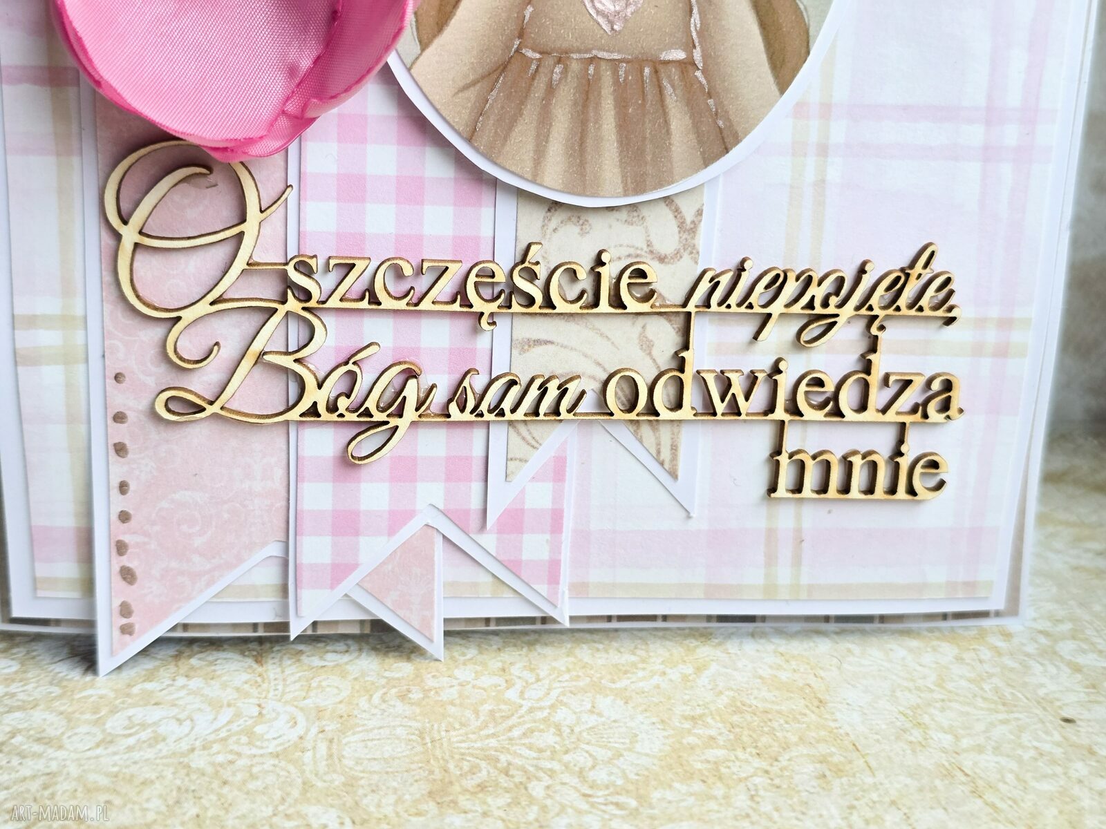 Kartka komunijna dla dziewczynki - O szczęście niepojęte Bóg sam odwiedza mnie