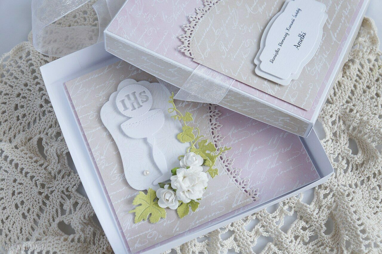 scrapbooking kartki: Kartka komunijna z pudełkiem handmade
