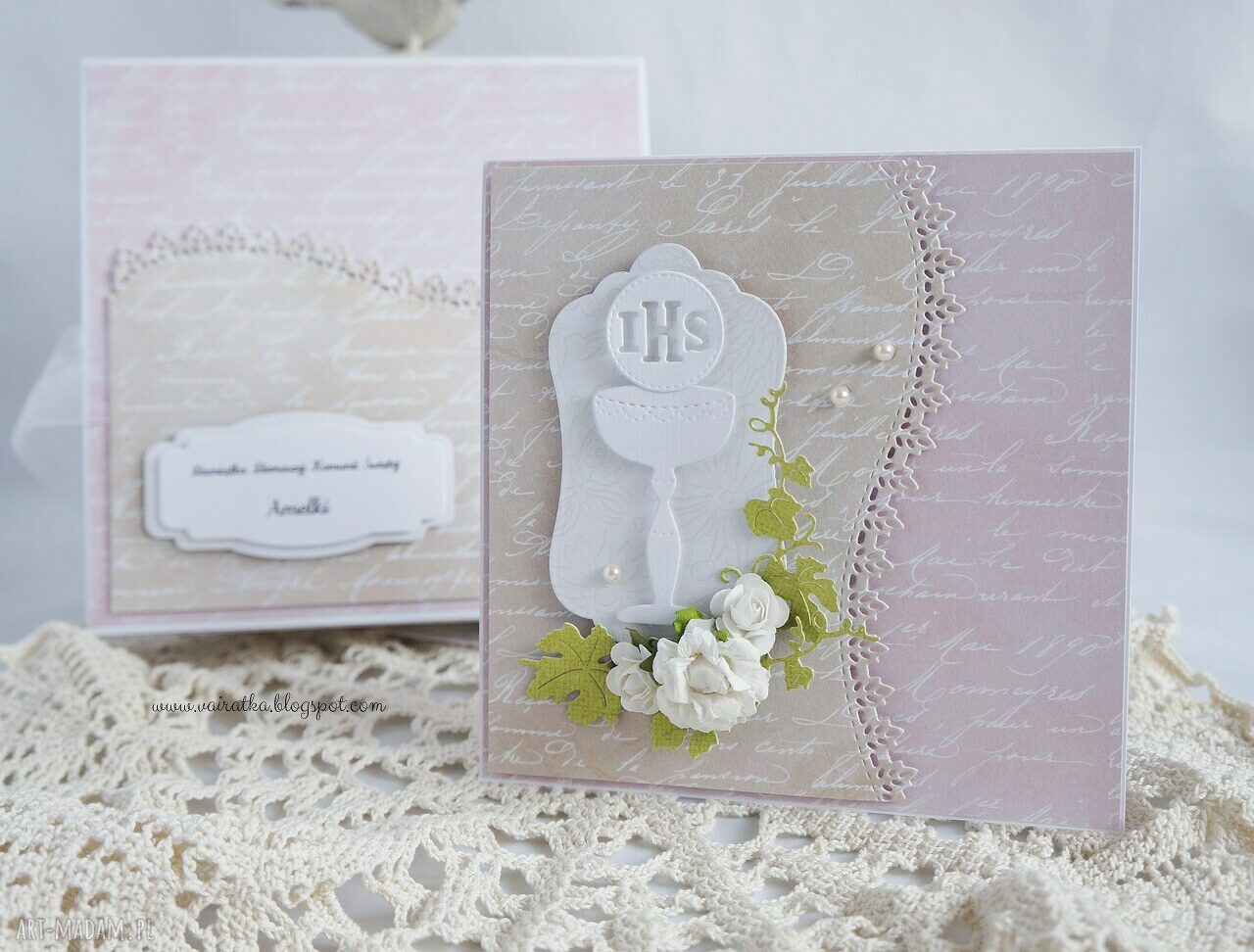 scrapbooking kartki: Kartka komunijna z pudełkiem handmade