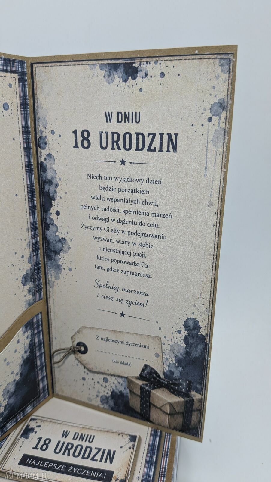 Kartka na 18 urodziny dla chłopaka z pudełkiem - handmade DL