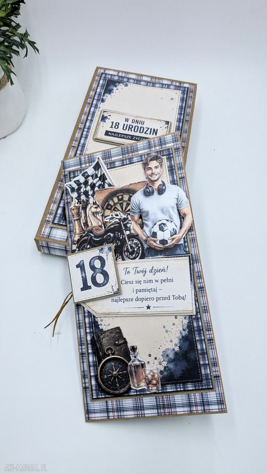 Kartka na 18 urodziny dla chłopaka z pudełkiem - handmade DL