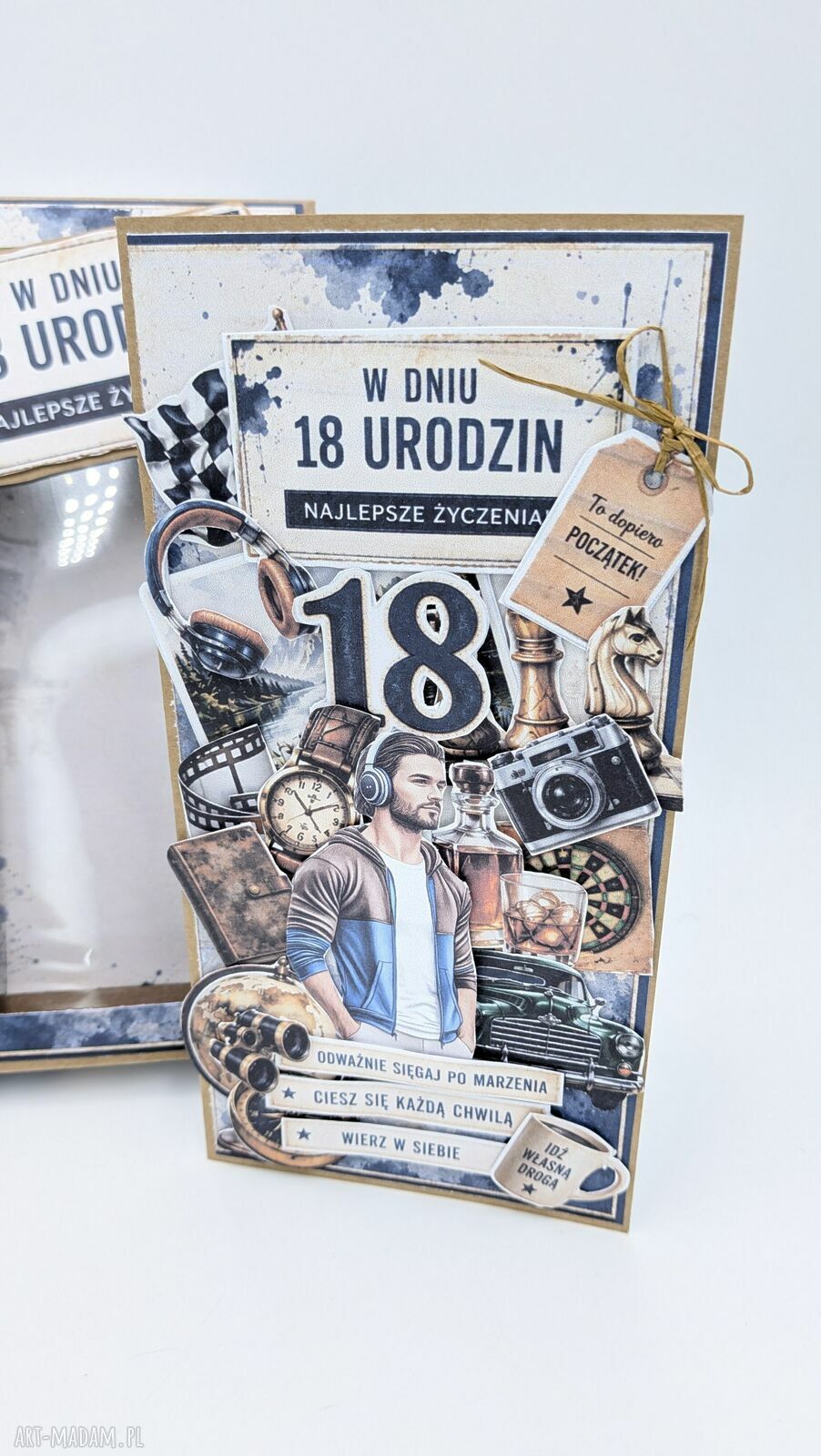 Kartka na 18 urodziny w pudełku z okienkiem - DL handmade