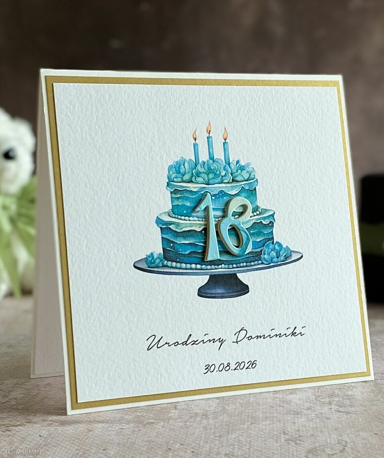 Personalizowana kartka na 18 urodziny z kopertą prezentową
