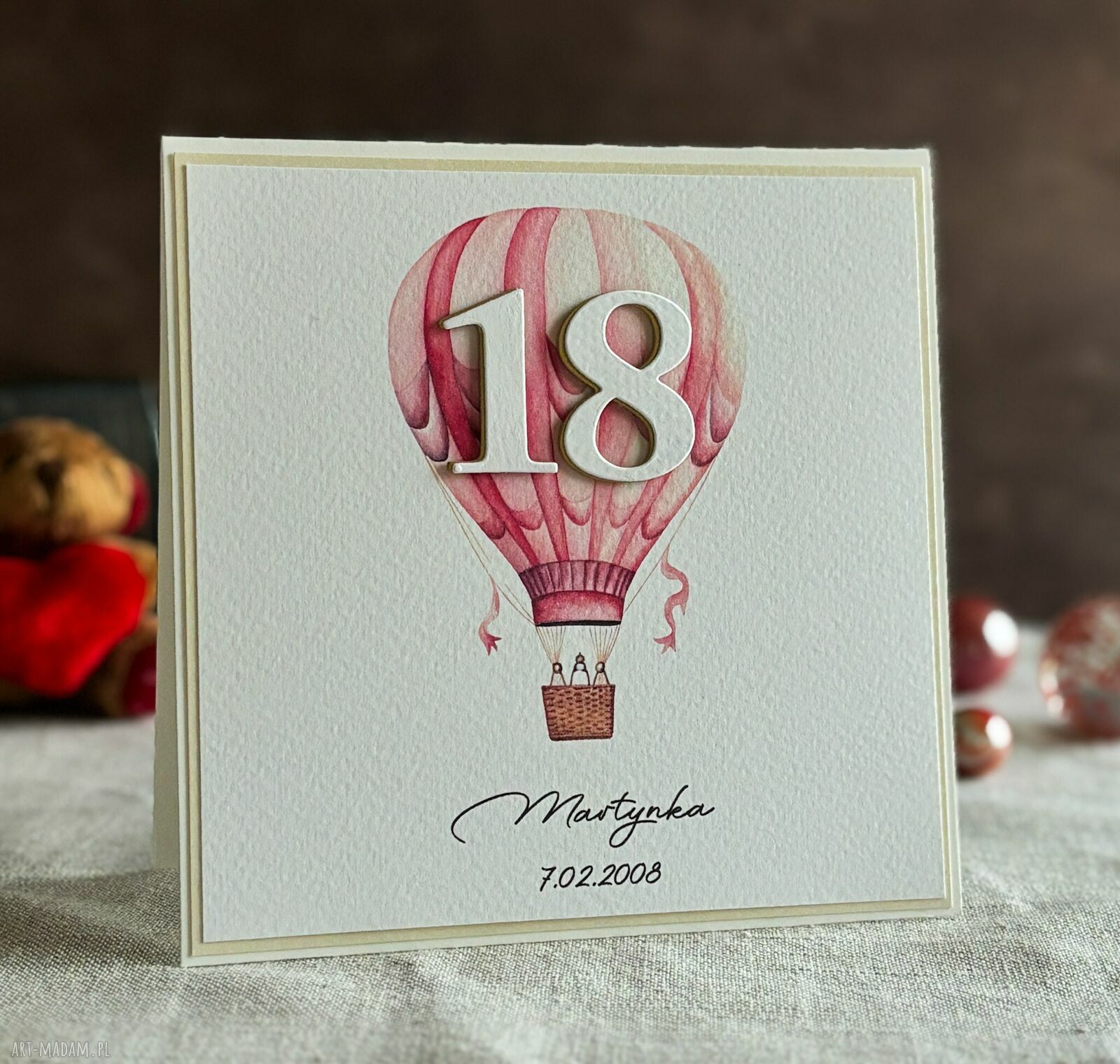 Kartka na 18 urodziny z kopertą prezentową - personalizowana BE HAPPY!